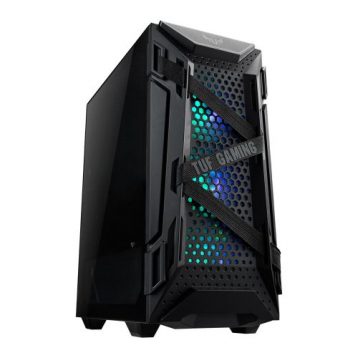 ASUS TUF Gaming GT301 ATX mid-tower compact case with tempered glass side panel, honeycomb front panel, 120mm AURA Addressable RGB fan, headphone hanger and 360mm radiator support.    	  		Stylishly design: Perforated honeycomb front panel to aid airflow and features a tempered-glass side panel to showcase your build’s internals in the compact case.  	  		Efficient cooling: Equipped with three 120mm Aura Sync addressable RGB-illuminated fans and one 120mm rear fan, plus up to six fan-mounting points for targeted airflow.  	  		Space reserved for 280/360mm water-cooling radiators in front and 120mm at rear  	  		Integrated 6 ports Aura Sync addressable-RGB controller hub and a dedicated front panel control button to create a stunning lighting effect  	  		Extensive storage options: up to 2 HDD (trays included) and 6x SDD (2x dedicated bracket included, one is on the power supply shroud) mounting locations  	  		Combat-ready: Customized headphone hook which can be hanged on both sides      	  	  	     	Combat-Ready Performance    	     	A perforated honeycomb design spread across the front and top of the chassis aids airflow and also lends some style to an already unique aesthetic    	     	     	     	     	     	Light it Up    	     	Fitted addressable RGB-enabled fans enable to work with the Aura-supported motherboards.    	With exclusive ASUS Aura Sync lighting technology, TUF Gaming GT301 provides ambient lighting that can be synchronized with other Aura Sync-enabled components.    	     	     	     	     	     	Show your TUF Personality    	     	The Customized headset hook which can be hanged on both sides    	     	     	     	     	     	Outstanding Compact Gaming    	     	TUF Gaming GT301 is a feature-packed case and made for the masses, the optimized compact case supports up to 4 x 2.5” SSDs, 2 x 3.5” HDDs and quick removal dust filter in front, top and bottom.