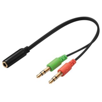      	Save the cost of an extra headset.    	Many headsets for smartphones connect to the phone’s 4- pin combined audio input and output. A PC typically has two sockets: an audio output and a microphone input. This adapter converts the single connector on headsets to a dual connector for your PC, allowing you to use your phone’s headset with your PC.