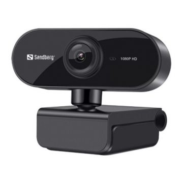 Sandberg USB Flex FHD 2MP Webcam with Mic, 1080p, 30fps, Glass Lens, Auto Adjusting, 360° Rotatable, Clip-on/Desk Mount, 5 Year Warranty