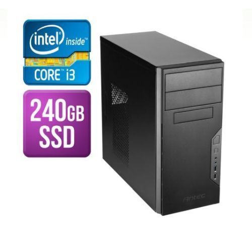 Spire MATX Tower PC, Antec VSK3000B, i3-10100F, 8GB, 240GB SSD, Asus GT710, Corsair 450W, DVDRW, KB & Mouse, No Operating System