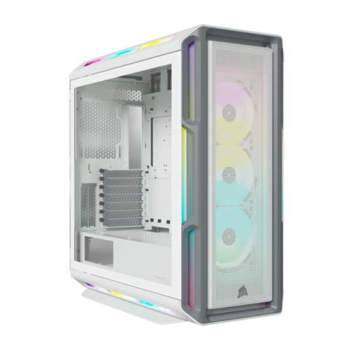 Corsair iCUE 5000T RGB Gaming Case w/ Glass Window, E-ATX, Multiple RGB Strips, 3 RGB Fans, iCUE Commander CORE XT included, USB-C, White