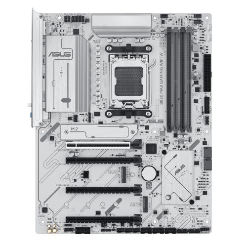 Asus B850 MAX GAMING WIFI W, AMD B850, AM5, ATX, 4 DDR5, HDMI, DP, Wi-Fi 6E, 2.5G LAN, 3x M.2, White