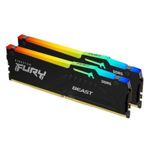 Kingston Fury Beast RGB 32GB Kit (2 x 16GB), DDR5, 6000MHz, CL30, 1.4V, ECC, PMIC, AMD EXPO & Intel XMP 3.0, Black, DIMM Memory