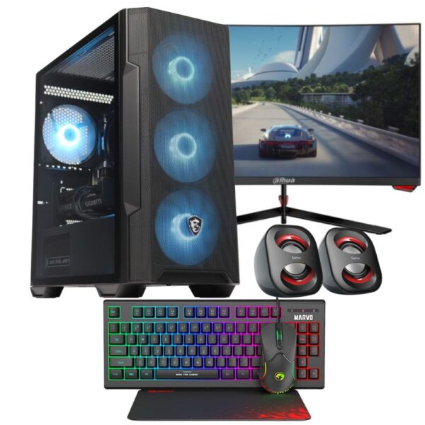AMD Icon - 5060 Ti Gaming Bundle - 180Hz 27" Curved 1080P Monitor - Keyboard, Mouse and Speakers
