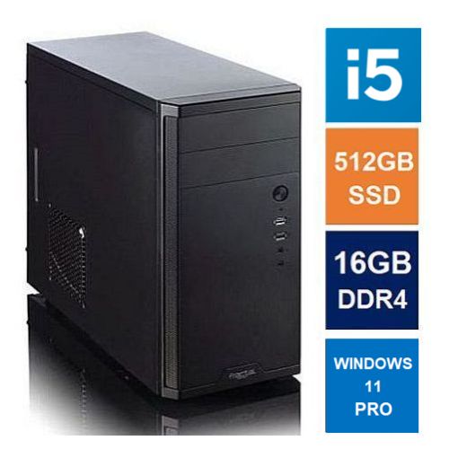 Spire MATX Tower PC, Fractal Core 1100 Case, i5-14400, 16GB DDR4, 512GB SSD, Corsair 550W, No Optical, KB & Mouse, Windows 11 Pro