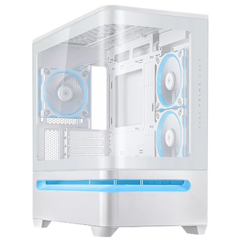 Asus Prime AP202 ARGB Gaming Case w/ a Curved Glass Panel, Micro ATX, 3x ARGB Fans, ARGB Light Band, 420mm GPU Support, USB-C 20Gbps, White
