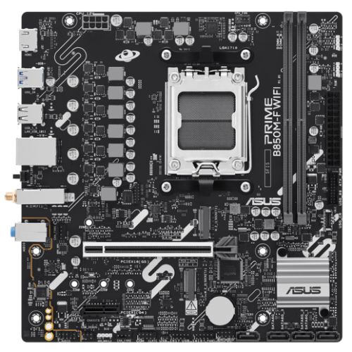 Asus PRIME B850M-F WIFI, AMD B850, AM5, Micro ATX, 2 DDR5, HDMI, Wi-Fi 6, GB LAN, 2x M.2