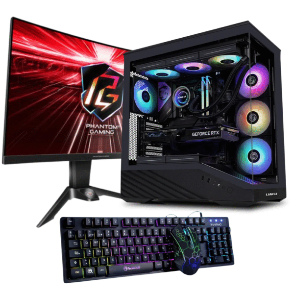 Lian Li Vector - 5070 Gaming PC Bundle - 27" 100hz 1440p Monitor - Speakers - Keyboard and Mouse