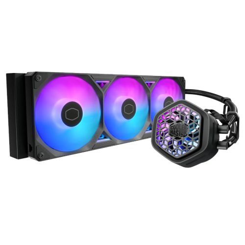 Cooler Master MasterLiquid 360 Atmos II VRM Fan ARGB Liquid CPU Cooler, 360mm, Dual Chamber Design, Low Profile Pump, Black
