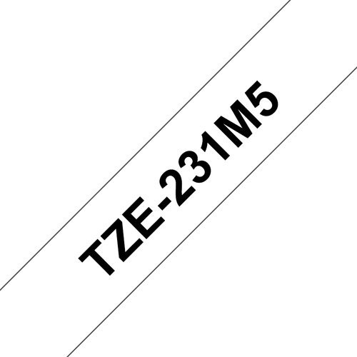 12MM BLACK ON WHITE TZE231 5 PACK