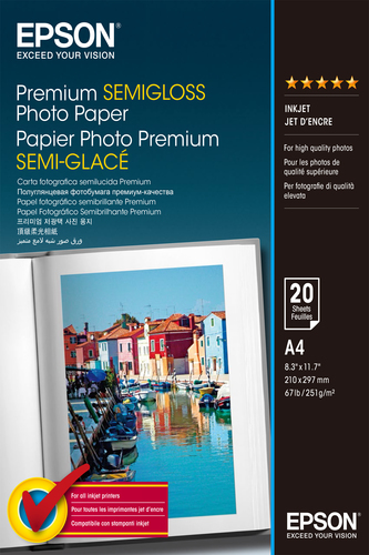 PREMIUM SEMI-GLOSS PHOTO PAP A4 20SH
