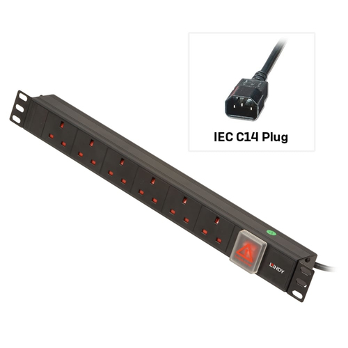 1U 6 WAY UK PDU 1XIEC TO 6X3 PIN