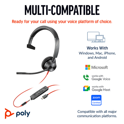 POLY BW3315-M MONAURAL USB-C/A