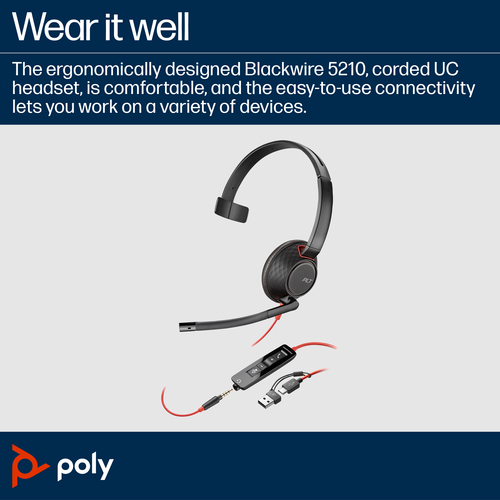 POLY BW5210 MONAURAL USB-C/A
