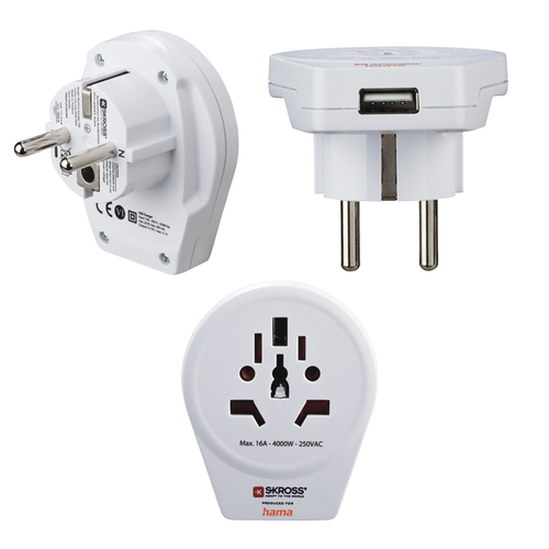 WORLD TRAVEL ADAPT 2 AND 3-PIN 1USB