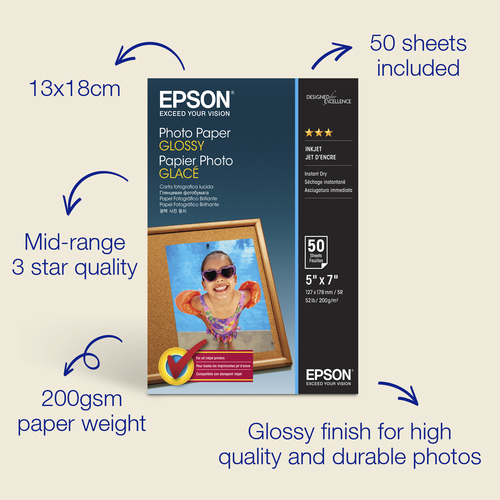 PHOTO PAPER GLOSSY 13X18CM 50 SHEET