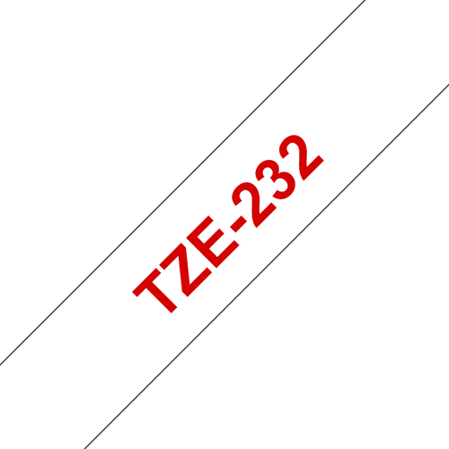 BRO 12MM GLOSS TZ  RED ON WHITE TAPE