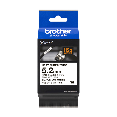 HSE211E 5.2MM BLACK ON WHITE HEAT SH