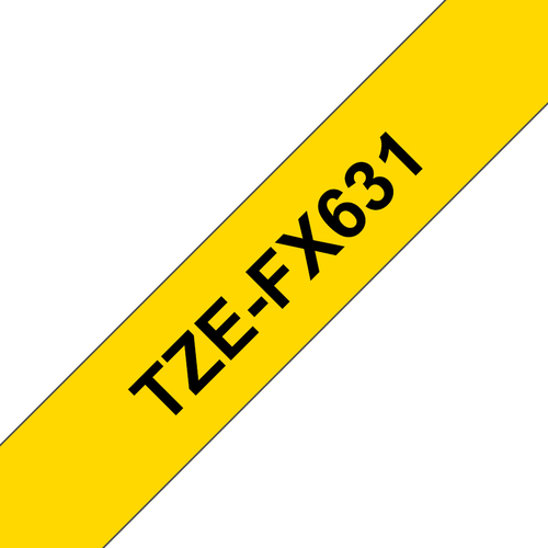 BRO 12MM BLACK ON YELLOW FLEXI TAPE