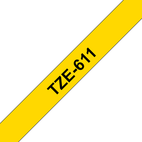 BRO 6MM GLOSS BLACK ON YELLOW TAPE
