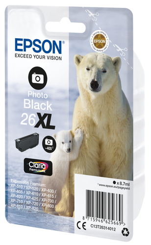 Epson Polar bear 26XL Claria Premium Single Photo Black Ink