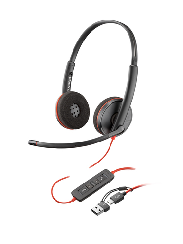 HP Poly Blackwire 3225 Stereo USB-C Headset +3.5mm Plug +USB-C/A Adapter (Bulk)