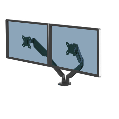 Fellowes Platinum Series Dual Monitor Arm - Monitor Mount for Two 8KG 40 Inch Screens - Adjustable Dual Monitor Desk Mount - Tilt 45° Pan 180° Swivel 360° Rotation 360°