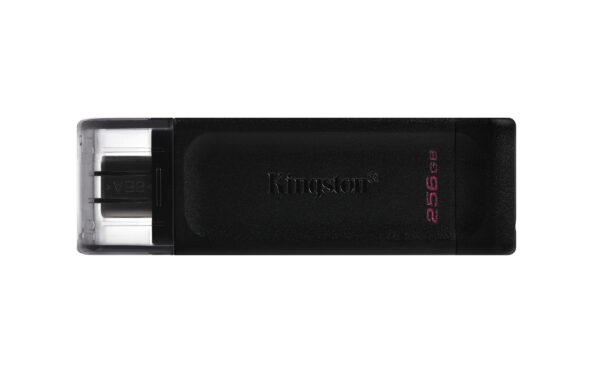 Kingston DT70/256GB DataTraveler 256GB USB Flash Drive, USB 3.2, USB-C, Gen1, 80MB/s, Cap Design, Black, Retail.