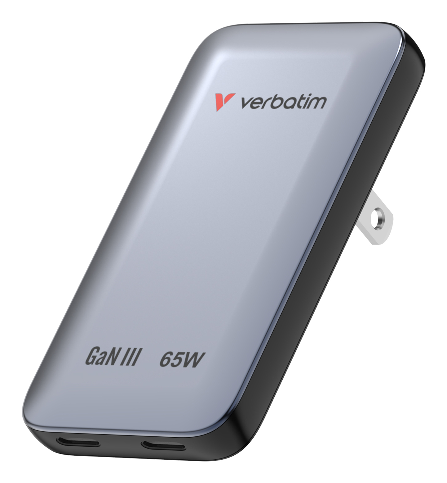 Verbatim Essentials Slim GaN Charger, 65W 2 x USB-C Ports Grey