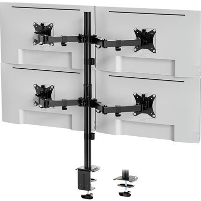 VonHaus Quad Monitor Stand for 13-32" Screens, Four Screen Monitor Desk Mount, Height Adjustable, Easy Assemble Stand with Full Tilt, Rotation & Swivel Arms, VESA 75x75 & 100x100mm