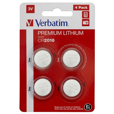 Verbatim CR2016 Battery Lithium 3V 4 Pack