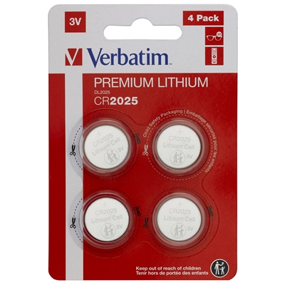 Verbatim CR2025 Battery Lithium 3V 4 Pack