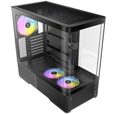 Antec Constellation C6 Curve ARGB Mid Tower Gaming PC Case, 3-Sided Curved Tempered Glass, 3 Pre-Installed ARGB PWM Fans, USB-C 10Gbps, 360mm Radiator Support, ATX/Micro-ATX/ITX, Black