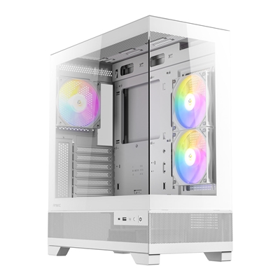 Antec CX700 Mid Tower Gaming Case, 1 x USB Type-C / 1 x USB 3.0, Tempered Glass Front and Side Window Panel, Supports Vertical Cooling, 3 x Pre-Installed RGB LED Fans, ATX, Micro-ATX, ITX Compatible