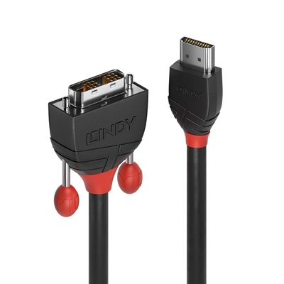 Lindy 36272 2m HDMI (M) To DVI-D (M) Black Line 1920x1200@60Hz Max Resolution - Black