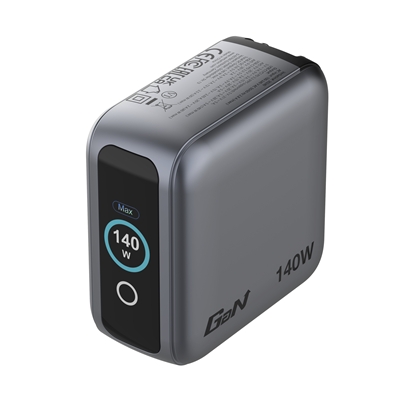 Verbatim Mini GaN Charger 140W With Display, 140W 4-Port + 140W USB-C to USB-C Cable