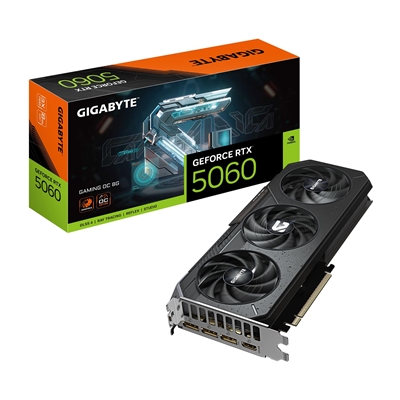 Gigabyte NVIDIA GeForce RTX 5060 GAMING OC 8GB GDDR7 Graphics Card, 3840 CUDA Cores, 2595 MHz Core Clock, Triple Fan, RGB, 3x DisplayPorts / 1x HDMI Port
