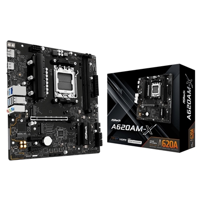 ASRock A620AM-X AMD AM5 Socket Motherboard, Micro-ATX, 2x DDR5 Slots, 2x M.2 Sockets, 2.5GbE LAN, 1x HDMI Port / 1x DisplayPort