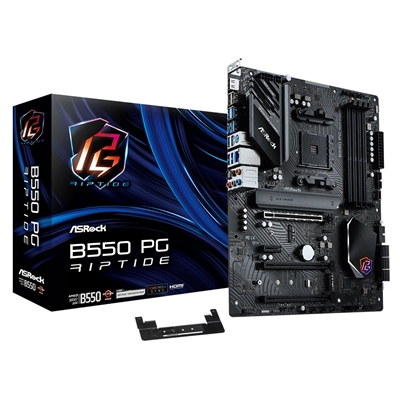 ASRock B550 PG RIPTIDE AMD AM4 Socket Motherboard, ATX, 4x DDR4 Slots, 2x M.2 Sockets, 2.5GbE LAN, 1x HDMI Port