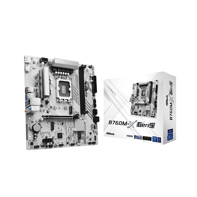 ASRock B760M-X Gen5 Intel 1700 Socket Motherboard, Micro-ATX, 2x DDR5 Slots, 2x M.2 Sockets, 2.5GbE LAN, 1x DisplayPort / 1x HDMI Port