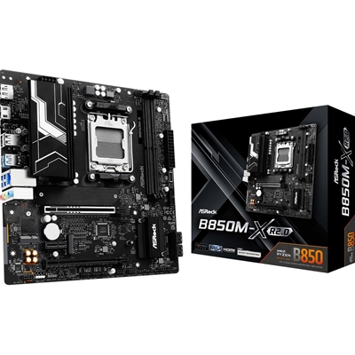 ASRock B850M-X R2.0 AMD AM5 Socket Motherboard, Micro-ATX, 2x DDR5 Slots, 2x M.2 Sockets, 2.5GbE LAN, 1x DisplayPort / 1x HDMI Port