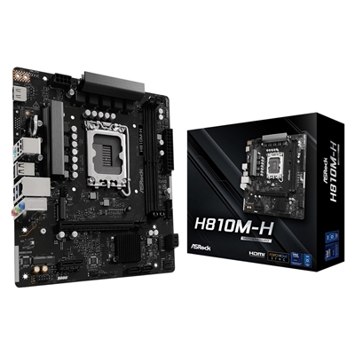 ASRock H810M-H Intel 1851 Socket Motherboard, Micro-ATX, 2x DDR5 Slots, 1x M.2 Socket, GbE LAN, 1x HDMI Port