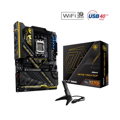 ASRock X870E TAICHI OCF AMD AM5 Socket Motherboard, ATX, 2x DDR5 Slots, 6x M.2 Sockets, Fitted I/O Shield, 5GbE LAN, Wi-Fi 7, 1x HDMI Port