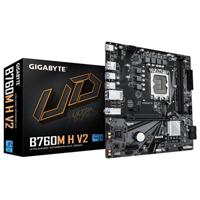 Gigabyte B760M H V2 Intel 1700 Socket Motherboard, Micro-ATX, 2x DDR5 Slots, 1x M.2 Socket, GbE LAN, 1x DisplayPort / 1x HDMI Port
