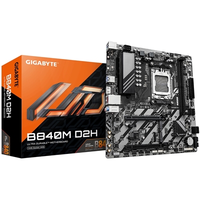 Gigabyte B840M D2H AMD AM5 Socket Motherboard, Micro-ATX, 2x DDR5 Slots, 2x M.2 Sockets, 2.5GbE LAN, 1x HDMI Port