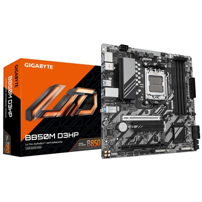 Gigabyte B850M D3HP AMD AM5 Socket Motherboard, Micro-ATX, 4x DDR5 Slots, 2x M.2 Sockets, GbE LAN, 2x DisplayPorts / 1x HDMI Port