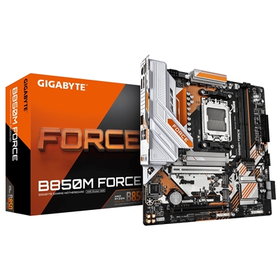 Gigabyte B850M FORCE AMD AM5 Socket Motherboard, Micro-ATX, 2x DDR5 Slots, 3x M.2 Sockets, 2.5GbE LAN, 1x DisplayPort / 1x HDMI Port