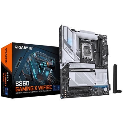 Gigabyte B860 GAMING X WIFI6E Intel 1851 Socket Motherboard, ATX, 4x DDR5 Slots, 3x M.2 Sockets, Fitted I/O Shield, 2.5GbE LAN, Wi-Fi 6E, 1x DisplayPort / 1x HDMI Port / 1x USB-C (USB4)