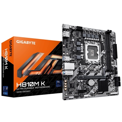Gigabyte H810M K Intel 1851 Socket Motherboard, Micro-ATX, 2x DDR5 Slots, 1x M.2 Socket, GbE LAN, 1x DisplayPort / 1x HDMI Port