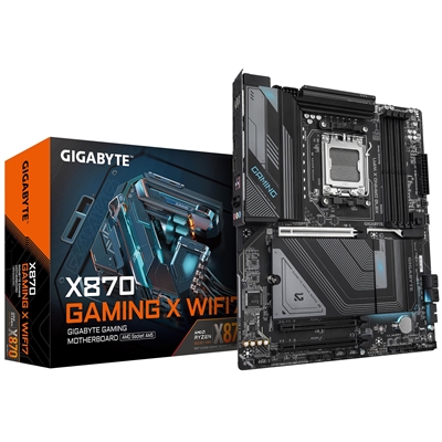 Gigabyte X870 GAMING X WIFI7 AMD AM5 Socket Motherboard, ATX, 4x DDR5 Slots, 3x M.2 Sockets, Fitted I/O Shield, 2.5GbE LAN, Wi-Fi 7, 1x HDMI Port / 1x USB-C (USB4)